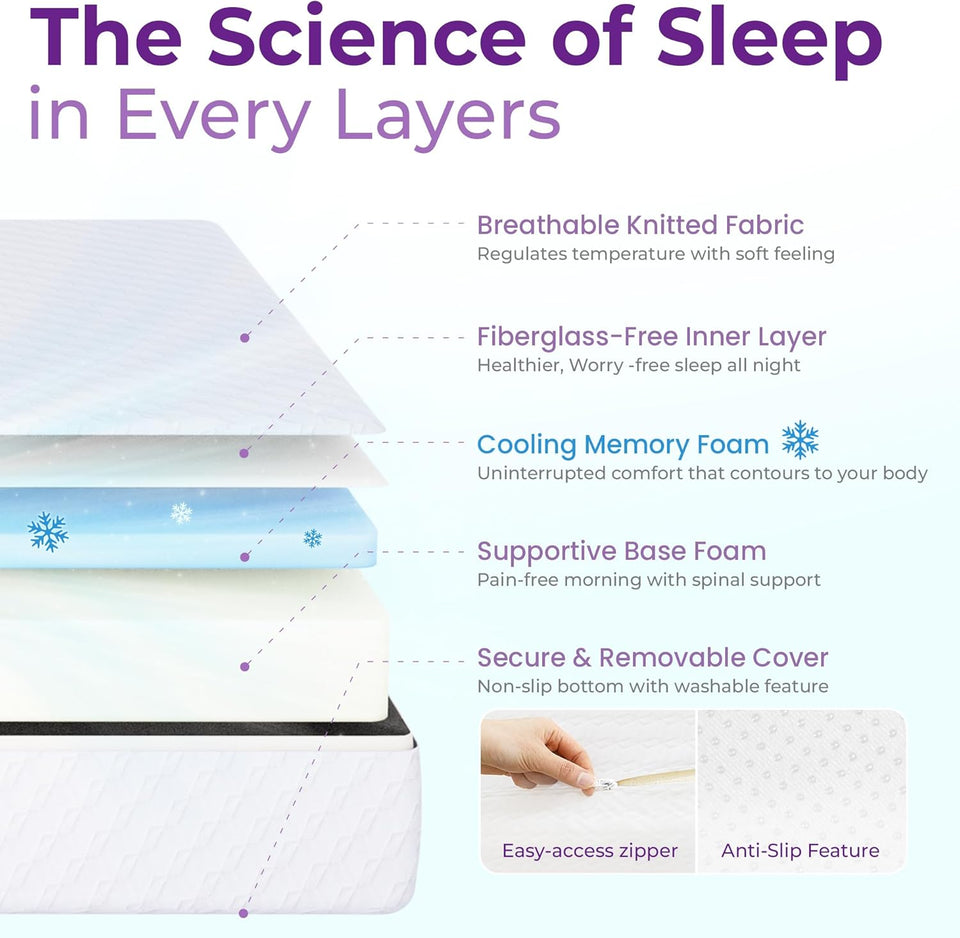 GAESTE 5 Inch Twin Cooling Gel Memory Foam Mattress Medium Firm Pressure Relief CertiPUR-US Certified Foam, Mattress in a Box Comfort & Supportive and Supportive No Fiberglass (Twin, 5 in)
