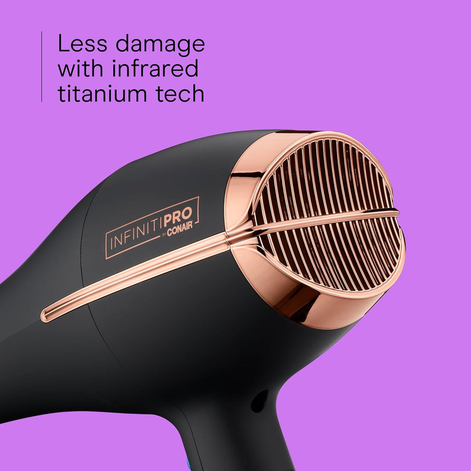 INFINITI PRO by CONAIR Hair Dryer, 1875W Blow Dryer with Diffuser and Concentrator, Ceramic Technology, 3 Heat & 2 Speed Settings, Cold Shot Button, Black