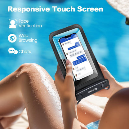 [Up to 10"] Large Waterproof Phone Pouch Bag - 2 Pack IPX8 Waterproof Phone Case for iPhone 17 16 15 Pro Max Galaxy S25 S24 Ultra, Touchscreen & Underwater Photography, Beach Cruise Travel Essentials