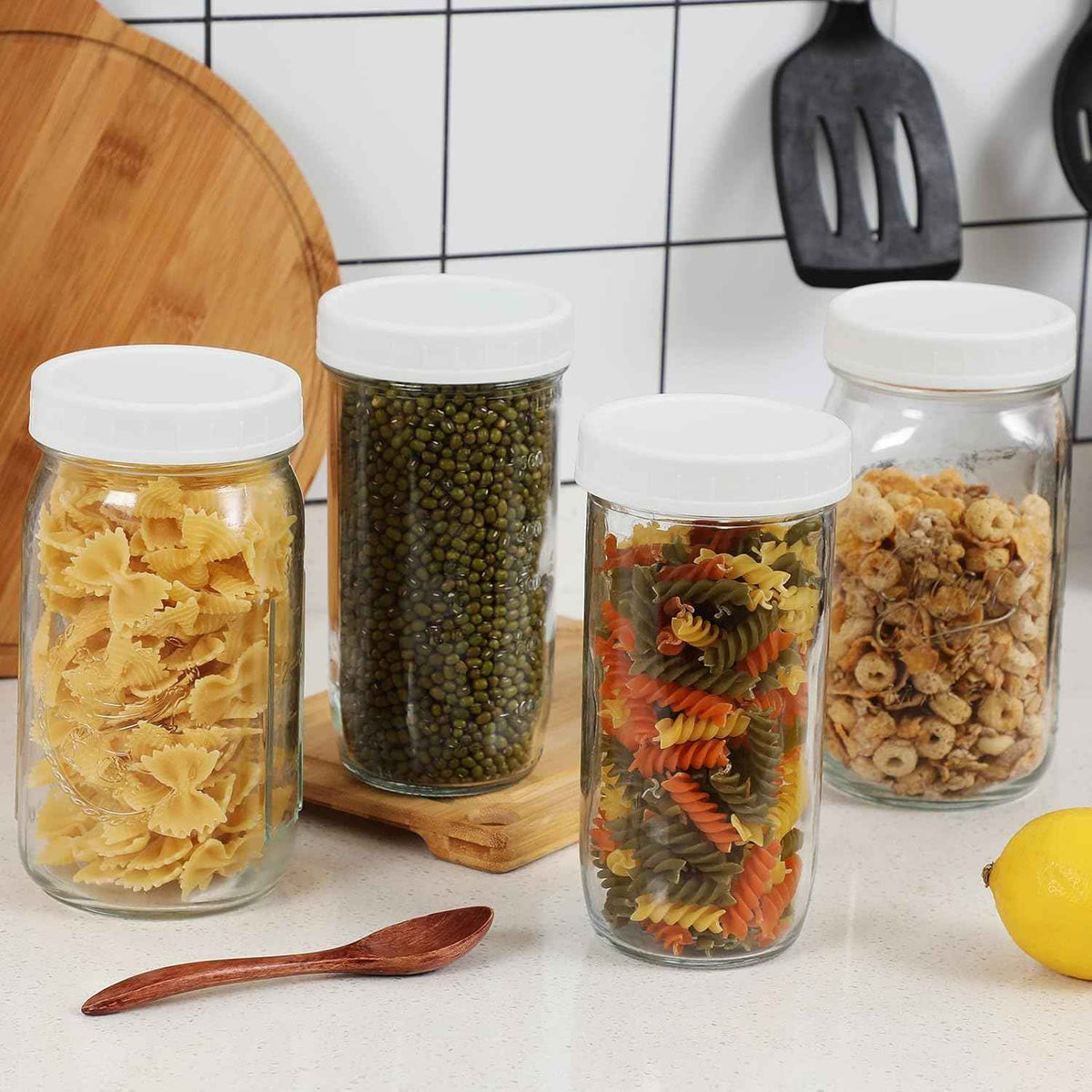 AOZITA [10 Pack] WIDE Mouth Mason Jar Lids for Ball, Kerr and More - White Plastic Storage Caps for Mason/Canning Jars - Leak-Proof, Dishwasher Safe & Food Grade