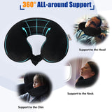 SAIREIDER Travel Pillow 100% PLre Memory Foam Travel Neck Pillow, Airplane Pillow for Traveling、Car、Home、Office，Washable Cover（Black）