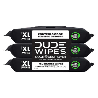 duke unscented extra-large adult wet wipes - 3 pack, 144 flushable wipes, septic and sewer safe