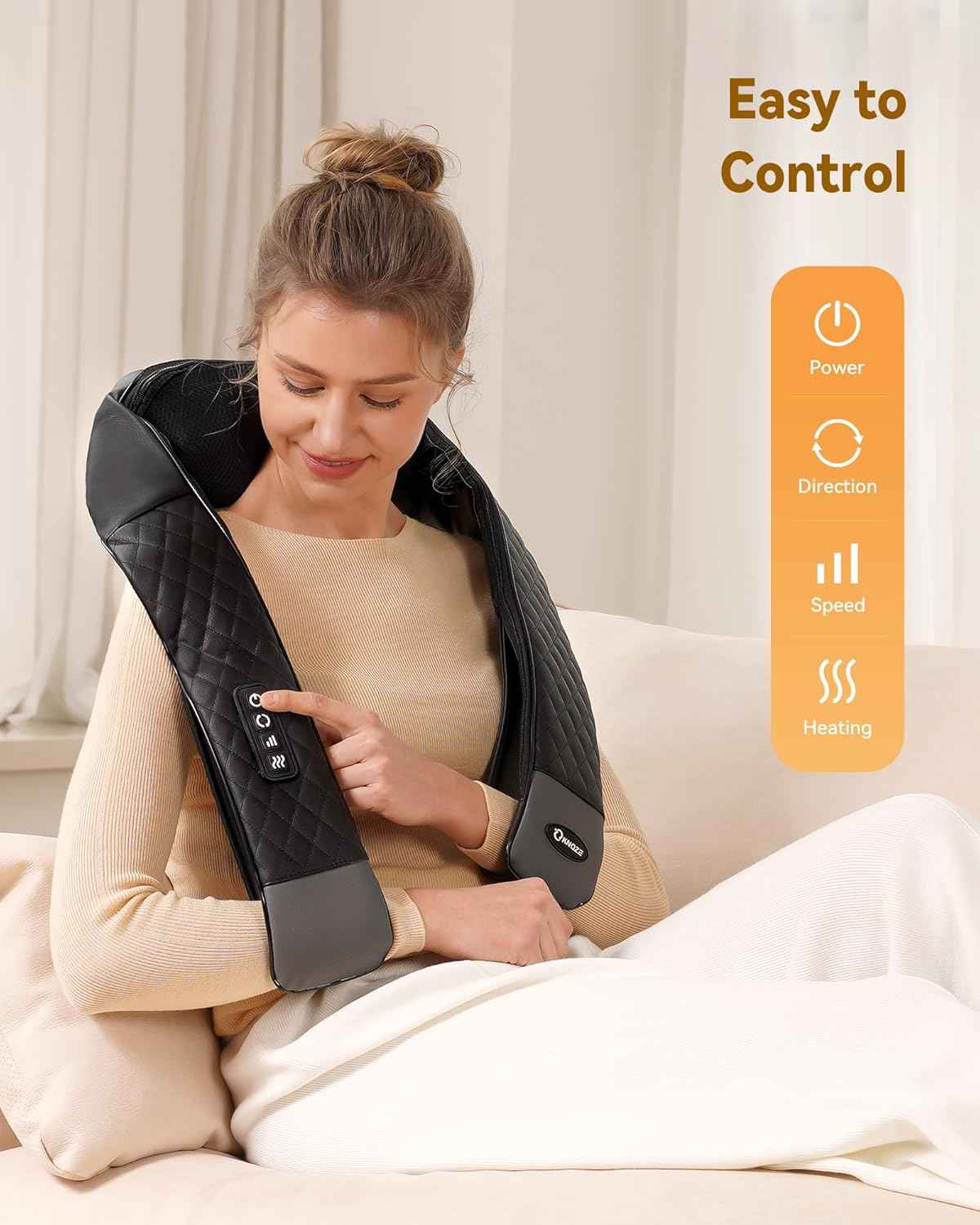 Shiatsu Neck and Back Massager with Heat, Neck and Shoulder Massager, 4D Deep Tissue Kneading Massage for Leg, Full Body Muscle Pain Relief, Ergonomic Design, Ideal Gifts for Women Men, Corded Use