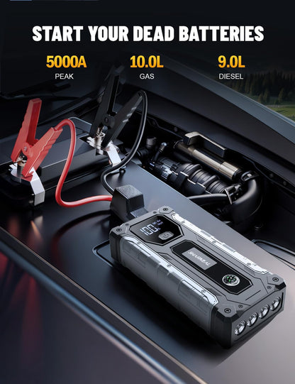 Sharmeal Car Jump Starter 3000A, Jump Starter Battery Pack for 9.0L Gas and 7.0L Diesel, 12V Portable Jump Box with LED Light