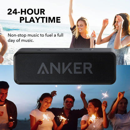 Anker Soundcore Upgraded Bluetooth Speaker with IPX5 Waterproof, Stereo Sound, 24H Playtime, Portable Wireless Speaker for iPhone, Samsung and More (Black)