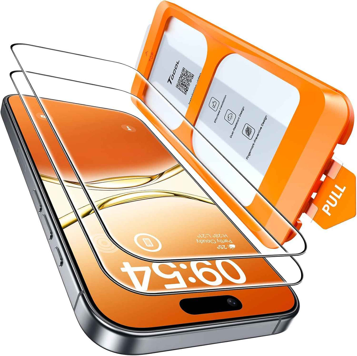 TOCOL for iPhone 17 Screen Protector 6.3 inch 9H Hardness Military Grade Shatterproof HD Tempered Glass for Full Coverage Protection 2 Pack