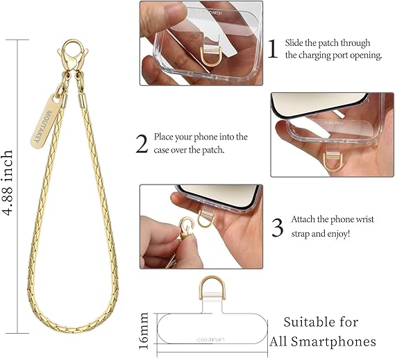 Cell Phone Lanyard Crossbody Phone Chain with Metal Detachable Phone Wrist Strap Cute iPhone Chain For Women