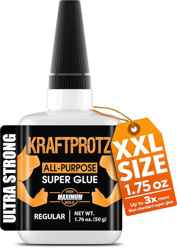 Super Glue XXL Value Size (1.76oz) All PLrpose Liquid Adhesive for Plastic – Bonds Wood, Metal, Rubber, Ceramic & Leather – Industrial Strength Bonding