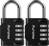 PLroma 2 Pack Combination Lock for Locker 4 Digit Outdoor Waterproof Padlock for School, Gym, Sports, Fence, Toolbox, Gate, Case, Outdoor, Hasp Storage (Black)