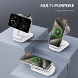 2025 Traveling Wireless Mag-Safe Fast Charging Station,Magnetic 3 in 1 Charger with Light for iPhone 17 16 15 14 13 12 Pro Max Plus,Apple Watch& Air pods 4 3 2 Pro-Gifts for Wife & Husband(White) - PureLivingMart