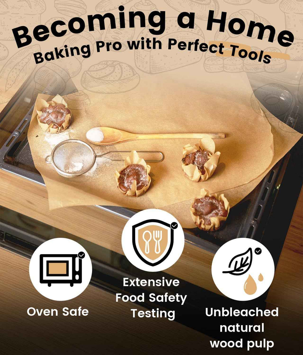 200 PCS Unbleached Parchment Paper Sheets for Baking 12x16 Inches with Non-Stick and Non-Toxic Properties