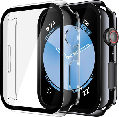 Misxi 2 Pack Tempered Glass Case Compatible for Apple Watch Series 11 (2025) Series 10 46mm, Screen Protector Cover for iWatch, Black