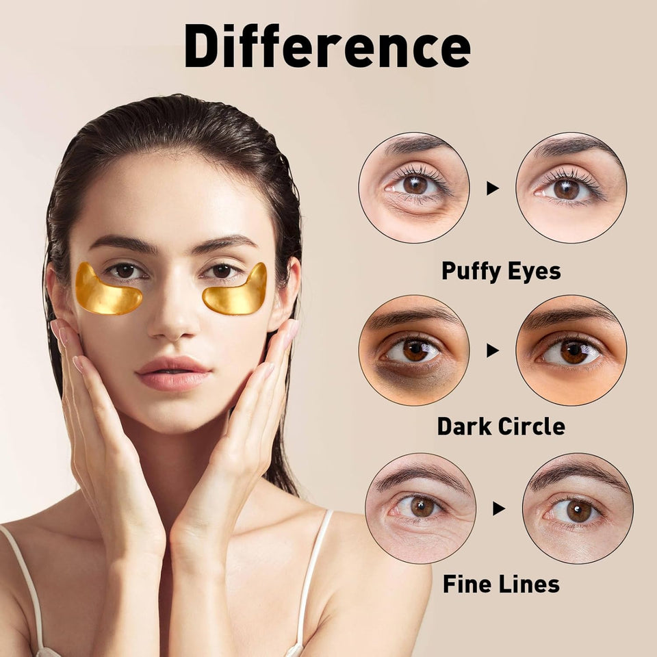 CHMI Under Eye Patches (50 Pairs) - 24K Gold Eye Patches for PLffy Eyes, Dark Circles, EyeBags and Wrinkles, Collagen Skin Care Products, Beauty & Personal Care