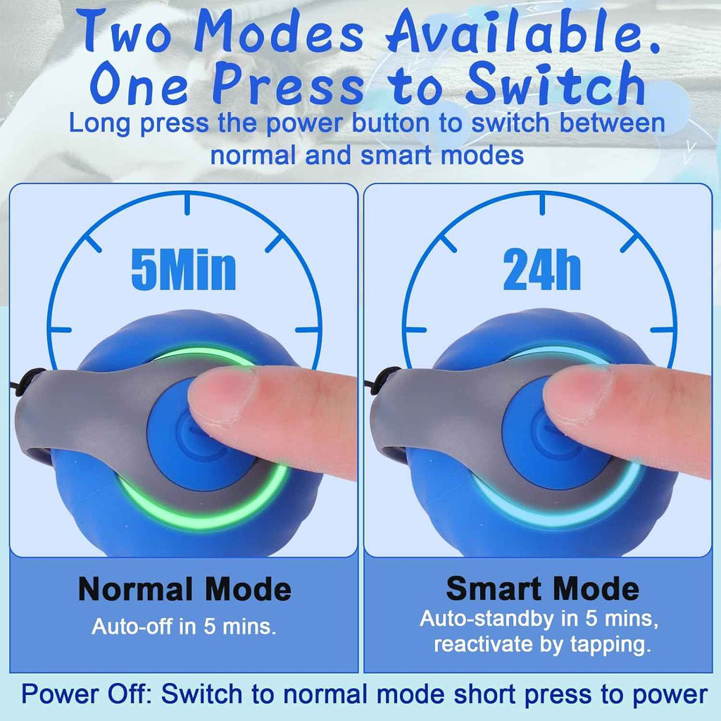 Baborui automatic interactive cat toy ball for small/medium/large cats with 3 tails, 2 speeds, rechargeable blue