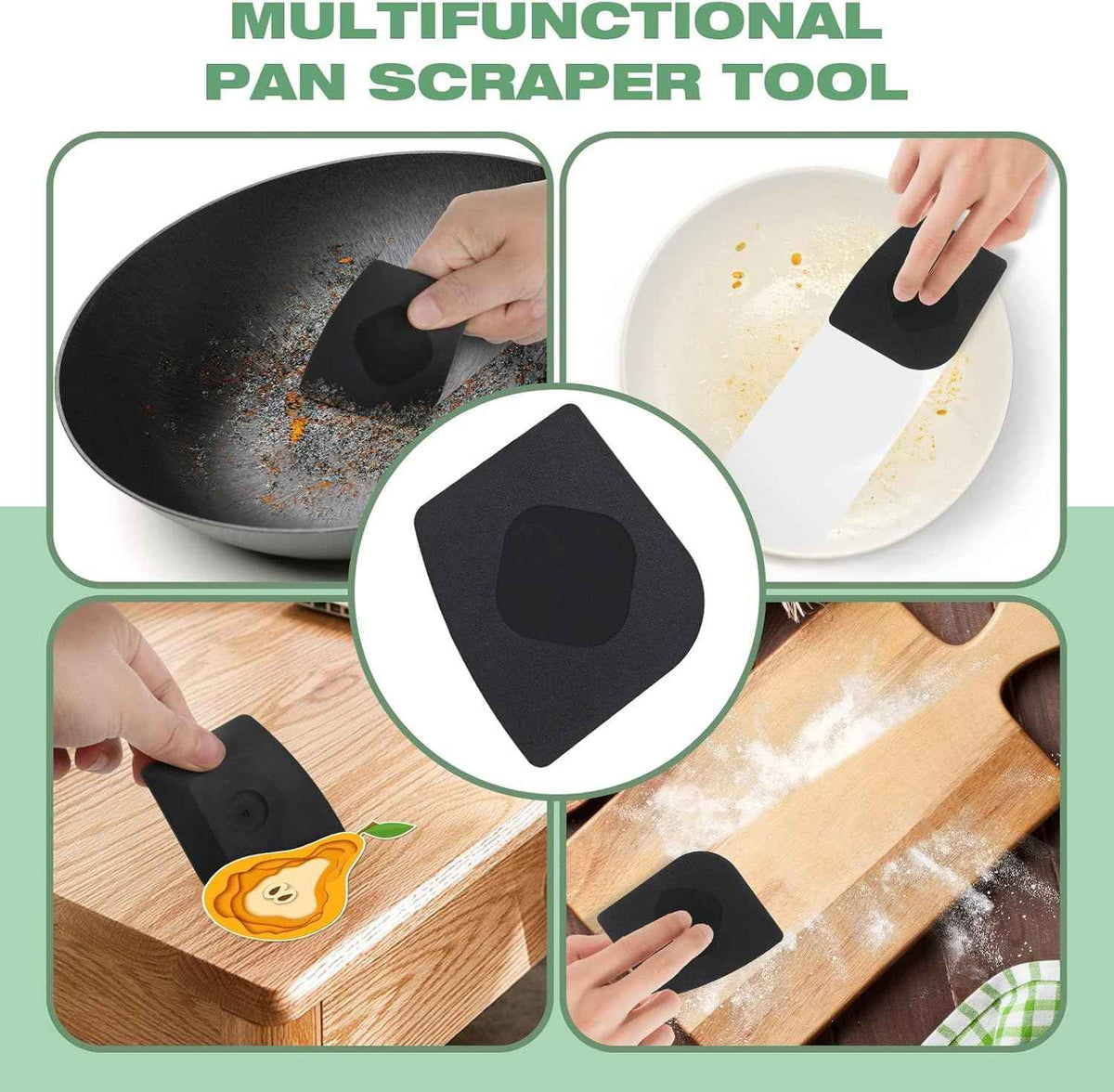Purgreat Cast Iron Scrubber | Dish Scrub Brush | 316 Cleaner Chainmail Scrubber for Cast Iron Pan Skillet Cleaner - Dish Scouring Pad Dishwasher Safe Cleaning Kit, Black 02