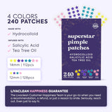 Livaclean Star Pimple Patches for Face w/ Hydrocolloid, Tea Tree oil & Salicylic Acid - Zit Stickers, Hydrocolloid Acne Patches for Face - Cute Pimple Patch, Acne Stickers | w/Hydrocolloid, Salicylic Acid, Tea Tree, Healing Stickers, Zit Superstar