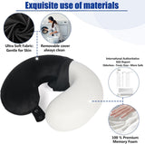 SAIREIDER Travel Pillow 100% PLre Memory Foam Travel Neck Pillow, Airplane Pillow for Traveling、Car、Home、Office，Washable Cover（Black）