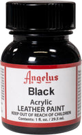 Angelus Acrylic Leather Paint, 1 Fl Oz, Black - Professional Flexible, Crack, Scratch, Peel Resistant Leather Paint for Shoes, Sneakers, Canvas, Furniture and Other Leather Projects