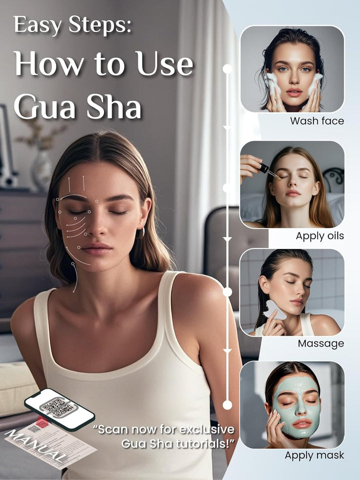Rena Chris Gua Sha Facial Tools, Stainless Steel Guasha Tool for Acupuncture, Manual Massage Tool for Jawline Sculpting and Puffiness Reducing, Gua Sha Facial Massage Tool, Skin-Care Gift (Silver)