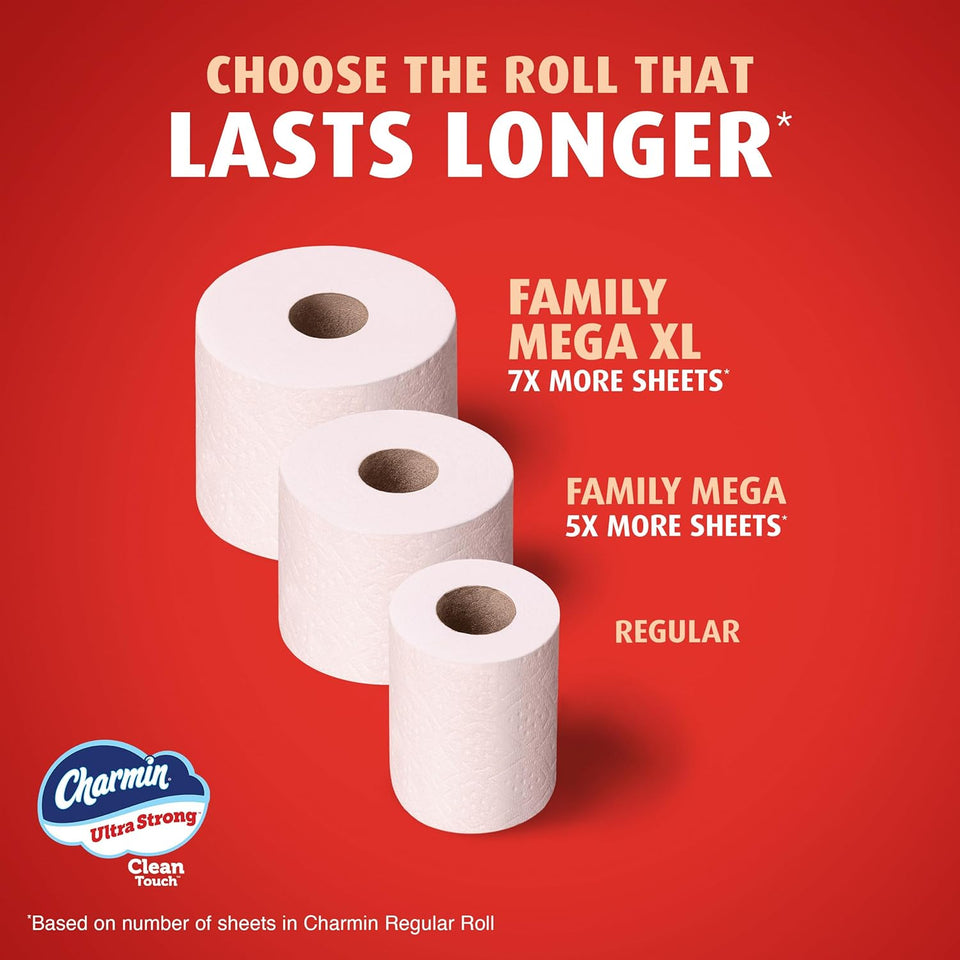 Charmin Ultra Strong Clean Touch Toilet Paper, 24 Family Mega Rolls = 120 Regular Rolls