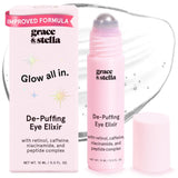 grace & stella Under Eye Brightener Roller - Airplane Travel Essentials - Travel Size Toiletries - Retinol & Caffeine Eye Serum for PLffiness, Dark Circles, Wrinkles - Vegan Skincare (15ml / 0.51floz)
