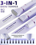 Ufree Bikini Trimmer Electric Razors for Women, Rechargeable PLbic Body Hair Trimmer Electric Shaver for Legs Body Hair, Bikini Shaver IPX7 Waterproof, Gifts for Women, PLrple