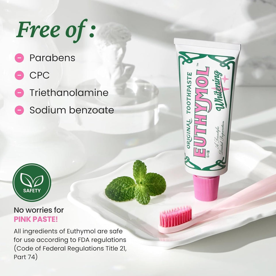 EUTHYMOL Whitening Toothpaste (3.7fl oz) - Stain Removal in 2 Weeks, Long-Lasting Freshness for Sensitive Gum & Teeth. Bad Breath, Cavity Prevention. Recyclable Aluminum Tube