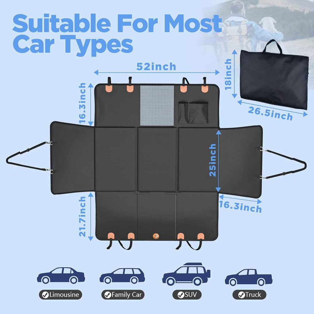 Back Seat Extender for Dogs Waterproof Dog Car Seat Cover with Hard Bottom PU Leather