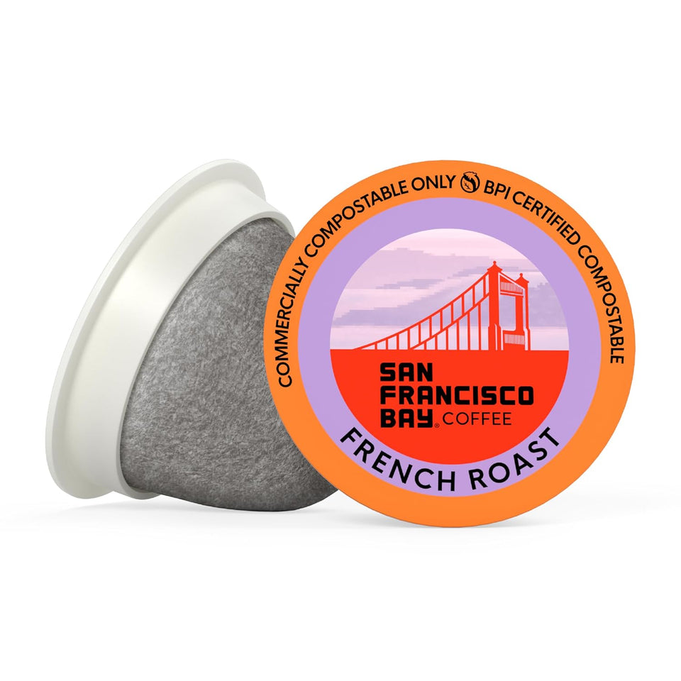 San Francisco Bay K-Cup Coffee Pods, French Roast (80 ct), Dark Roast, Commercially Compostable Single-Serve Coffee Pods