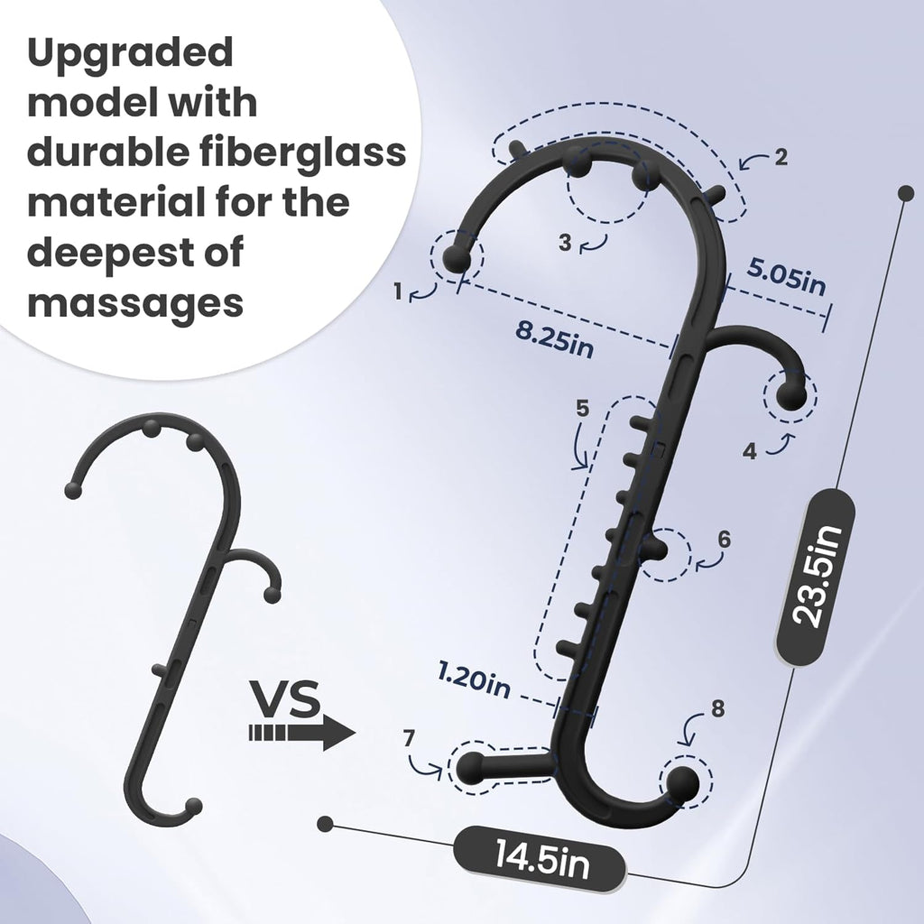 Deep Tissue Back & Neck Massager - Back Massager Stick for Pain Relief, Muscle Knot Remover, Trigger Point Massage Tool for Full Body, Shoulders, Legs - Pressure Point Massage Tool (Black)