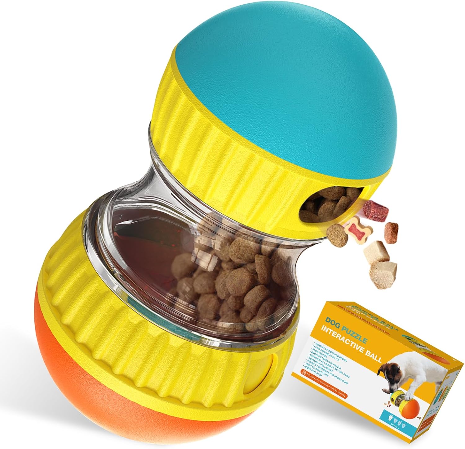 adjustable treat dispensing ball for small medium large dogs to keep them busy, green