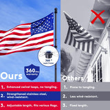 PHITRIC Flag Pole Kit, Tangle Free Spinning Stainless Steel Rustproof Flagpole for 3x5 Sports Fan Outdoor Flags for Outside House (Black, 5FT, with Bracket)