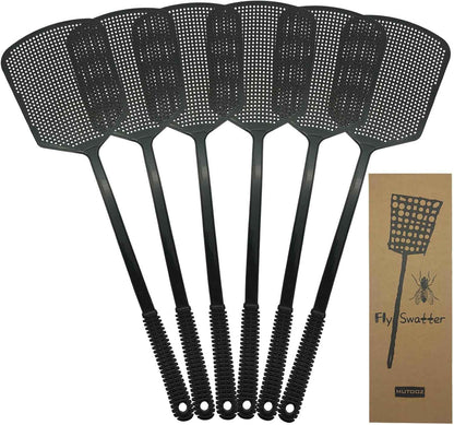 Fly Swatter Multi-Pack Manual, Heavy Duty, Flexible, Black, 3 Pack, Thick Handle