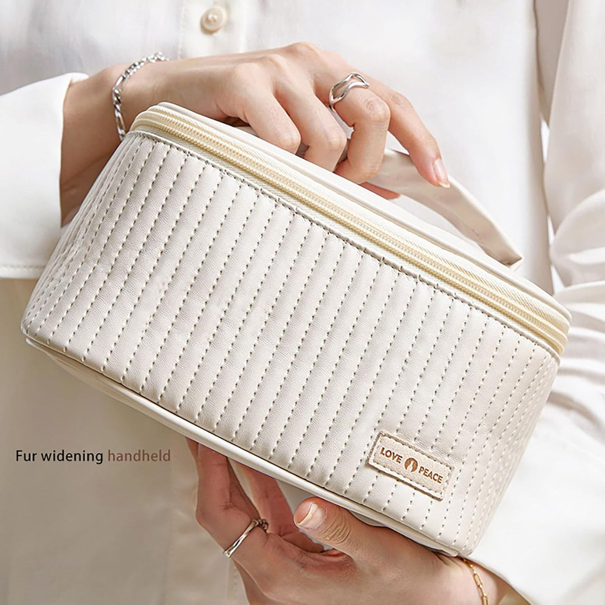 Makeup Bag,Waterproof Large Capacity PU Leather Portable Makeup Bag Organizer,Travel Toiletry Bag,Cosmetic Bags,Travel Makeup Bag for Girls Gifts Daughter Women
