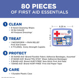 BAND-AID Brand Travel Ready Portable Emergency First Aid Kit for Minor Wound Care, Perfect for Home, Car, Travel, Camping Essentials & Outdoor Emergency Kit, 80 Pieces
