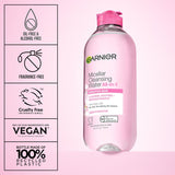 Garnier Micellar Water, Hydrating Facial Cleanser & Makeup Remover, Suitable for Sensitive Skin, Vegan, Cruelty Free, 13.5 Fl Oz (400mL), 2 Count