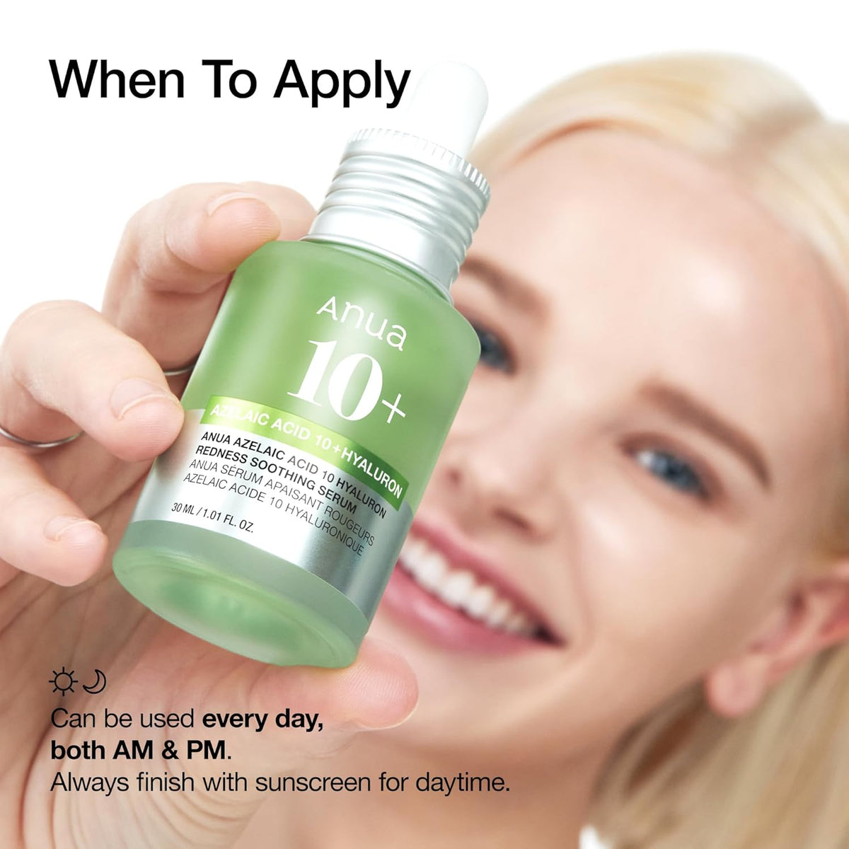 anua azelaic acid 10 hyaluron redness soothing serum for sensitive skin, korean skincare, vegan, 30ml, 1.01 fl oz.
