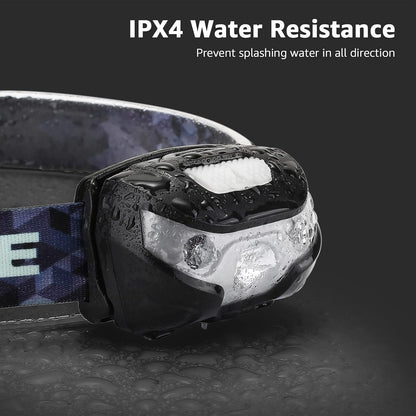 Lepro LED Headlamp Rechargeable - Super Bright Head Lamp with 5 Modes for Camping & Hiking Gear Essentials, IPX4 Waterproof Headlight Flashlight with Red Light, USB Cable Included
