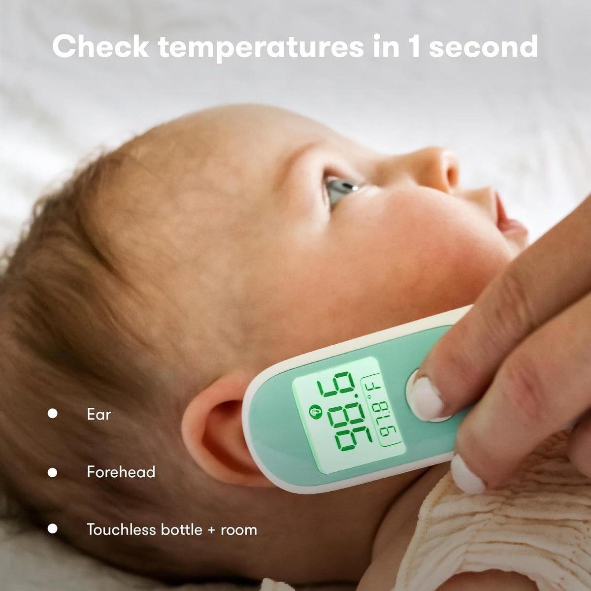 Frida Baby Thermometer, 3-in-1 Infrared Thermometer for Ear, Forehead & Touchless, Fever Thermometer for Baby, Infants, Toddlers, Kids & Adults