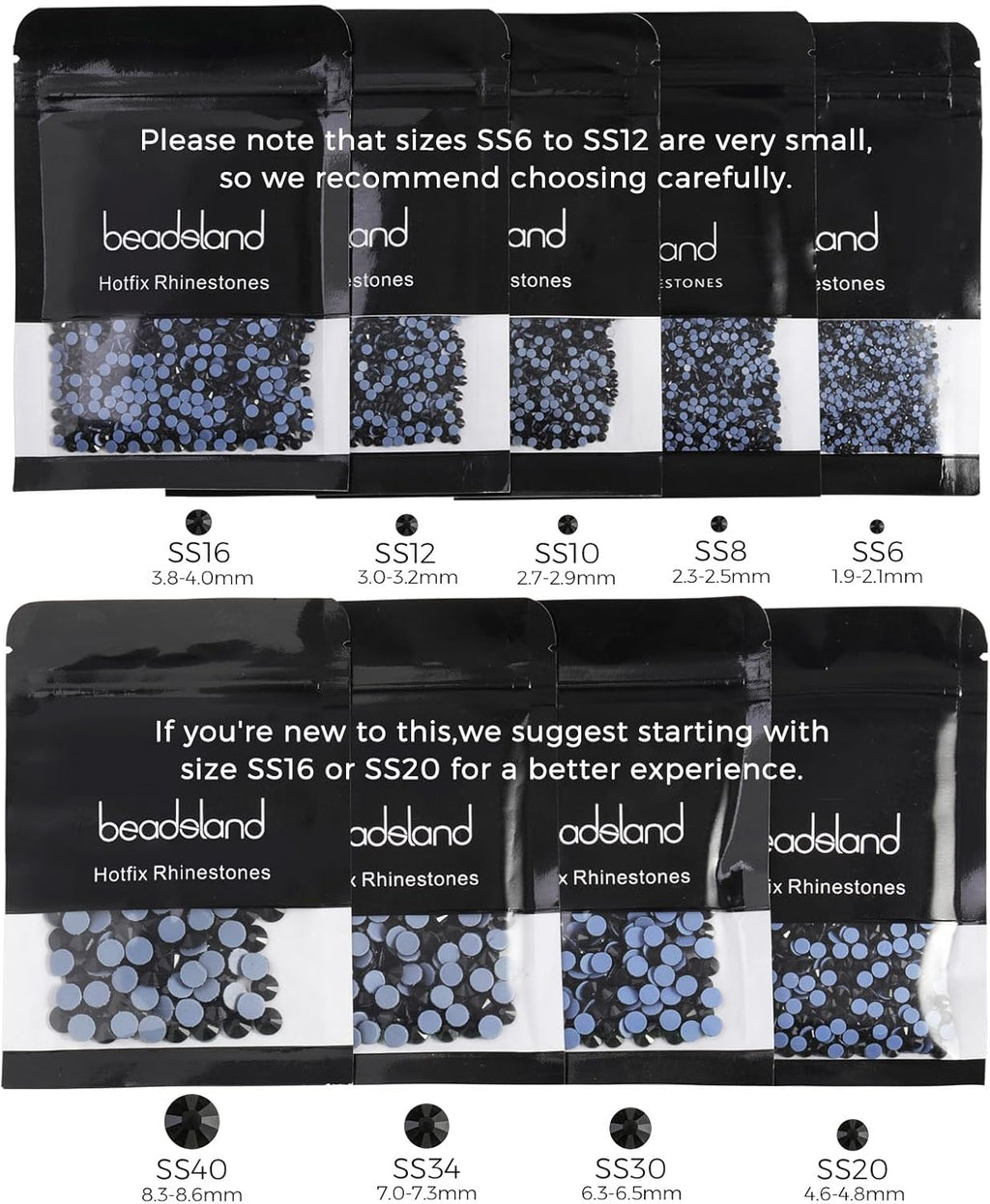 Beadsland Hotfix Rhinestones, 2880pcs Flatback Crystal Rhinestones for Crafts Clothes DIY Decoration, Crystal, SS10, 2.7-2.9mm