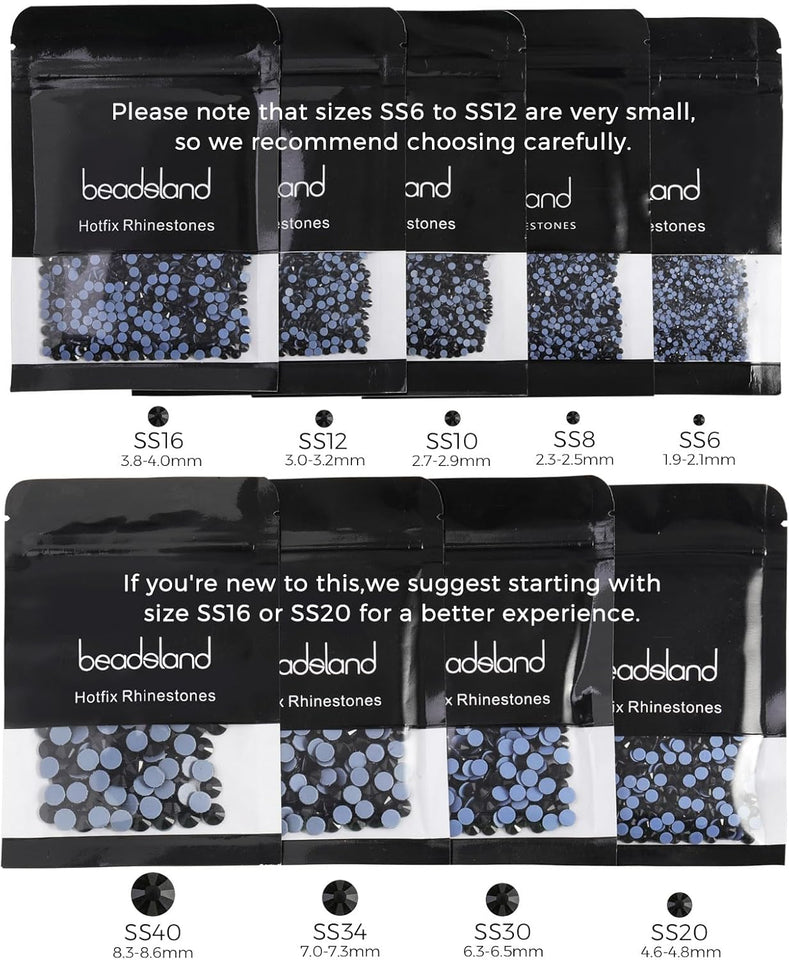 Beadsland Hotfix Rhinestones, 2880pcs Flatback Crystal Rhinestones for Crafts Clothes DIY Decoration, Crystal, SS10, 2.7-2.9mm