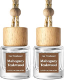 C Classy Car Air Freshener Hanging 2 Pack, Mahogany Teakwood Essential Oil Diffuser, Cute Glass Bottle, Long-Lasting Fragrance Car Accessories for Women & Men, Made in USA