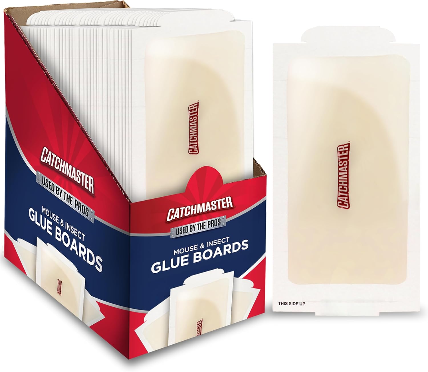 Catchmaster Compact Sticky Insect & Mouse Traps 75-Count, 3.5"x7" Glue Boards for Mice & Insects, Ultra Sticky Mouse Traps Indoor for Home Use in Garages, Basements & Attics, Capture in Tight Places