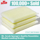 Mr. Scrub All-PLrpose Sponges, Non Scratch, for Washing and Cleaning Dishes, Premium Scrub and Scrubbers, 12 Pads, Ideal for Kitchen, Bathroom