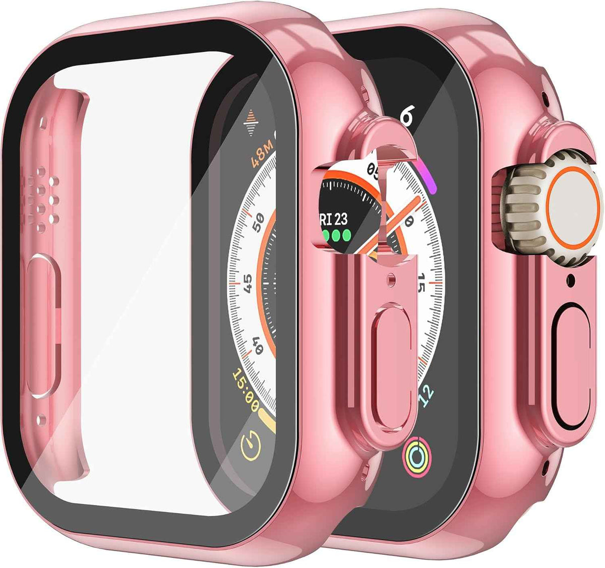 Misxi 2 Pack Tempered Glass Case Compatible for Apple Watch Series 11 (2025) Series 10 46mm, Screen Protector Cover for iWatch, Black