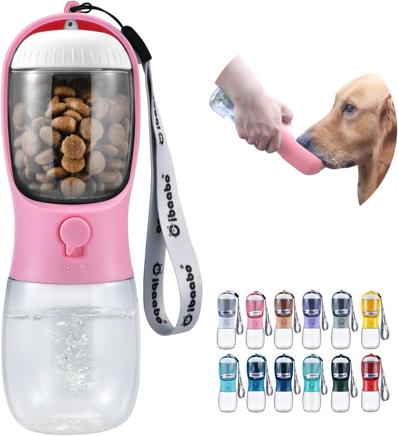 Dog Water Bottle with Food Container, Travel Puppy Water Bowl, Portable Pet Dispenser, Dog Gift Stuff Accessories Items, Puppy Essentials Necessities for Yorkie Cat Walking and Hiking