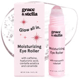 grace & stella Under Eye Brightener with Rose Quartz Rollerball - Centella Asiatica & Caffeine Under Eye Serum for Dark Circles & PLffiness - Travel Essentials, Birthday Gifts for Mom (15ml/0.51floz)