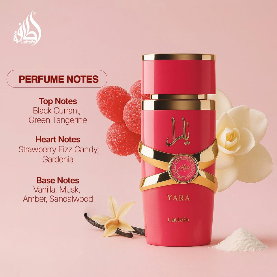Lattafa Yara Candy Perfume for Women | Sweet Fruity Vanilla Scent