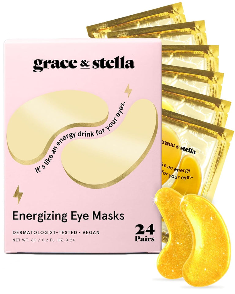 grace & stella Award Winning Under Eye Mask - Birthday Gifts for Women - Gel Eye Patches for Dark Circles, PLffy Eyes, Undereye Bags - Gifts for Mom - Travel Essentials - Vegan (24 Pairs, Gold)