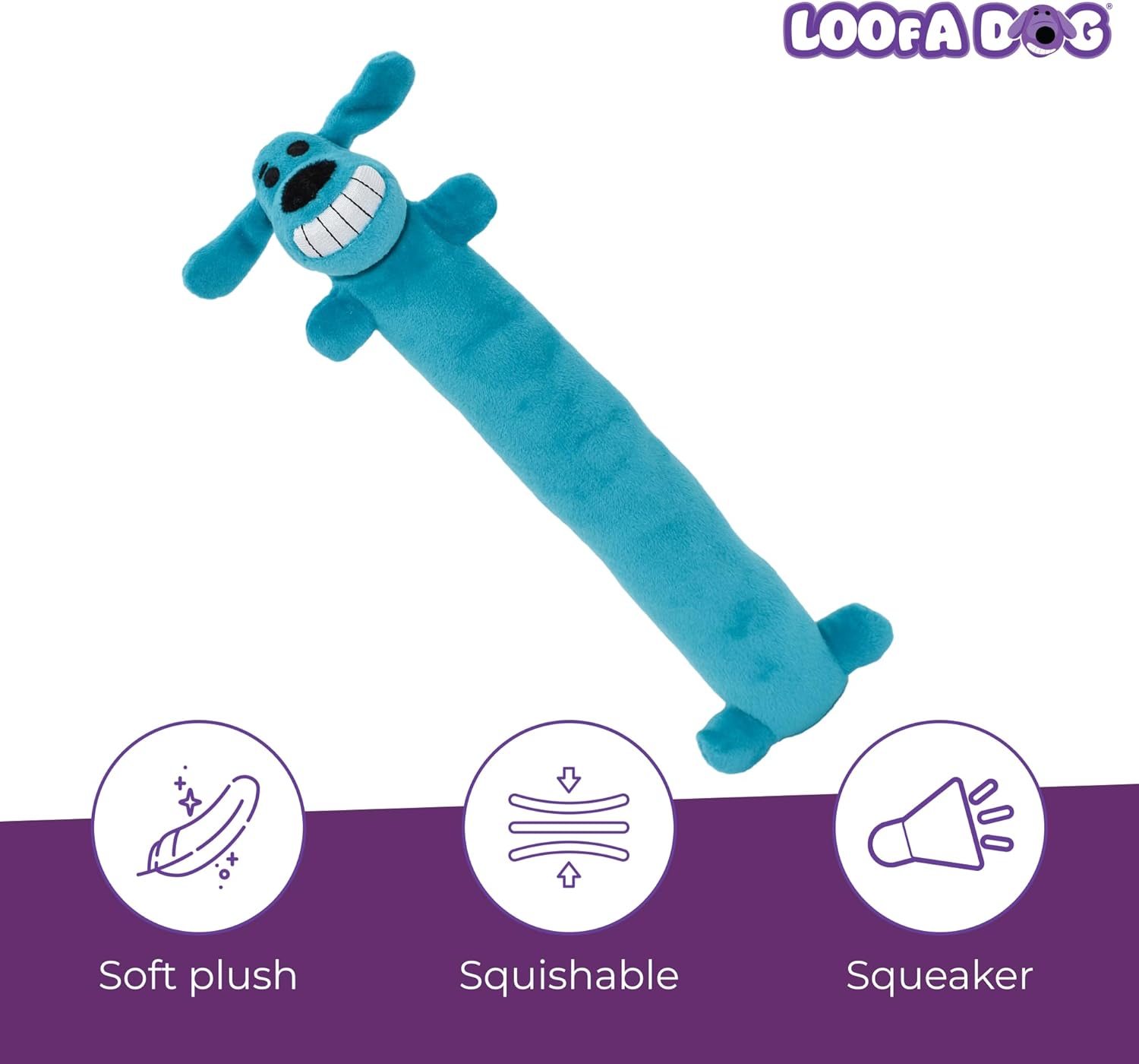 Multipet Original Loofa Dog Plush Toy - Squeaky Toy for All Dogs - Extra Soft Plush - Stuffed Animal Dog Toys for Playing - Cute Dog Pet Toy (1 Count, 12”, Random Color Surprise)